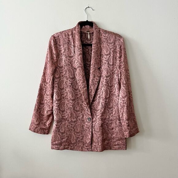 Free People Pink Silky Jacquard Blazer - Picture 4 of 10